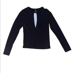 Black Long Sleeve V Cut Shirt